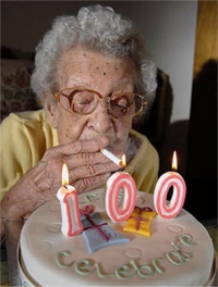 Granny smoking on 100th birthday